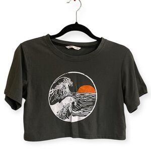 ROMWE MEDIUM GRAY SHORT SLEEVE CROPPY CROP TOP INDIE SLEEZE Y2K BOHO